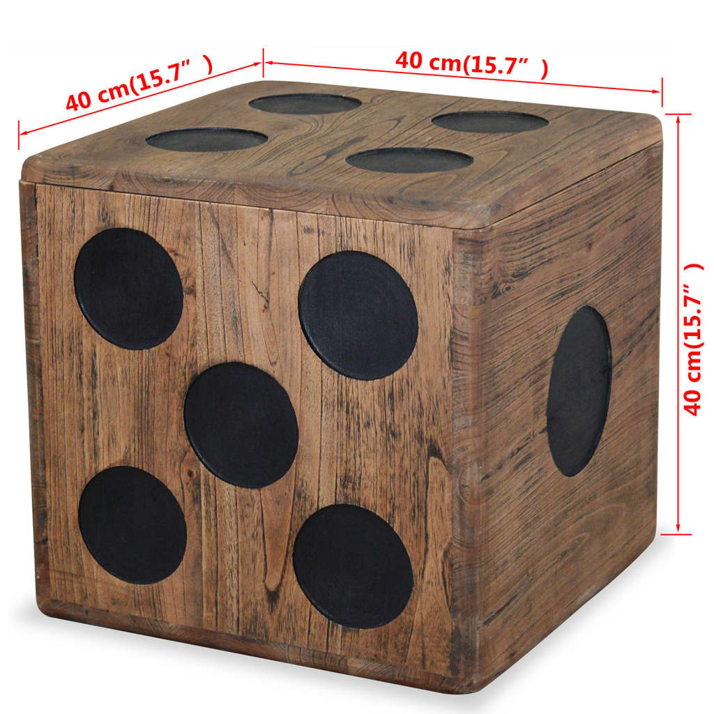 vidaXL Кутия за съхранение, минди дърво, 40x40x40 см, дизайн на зар