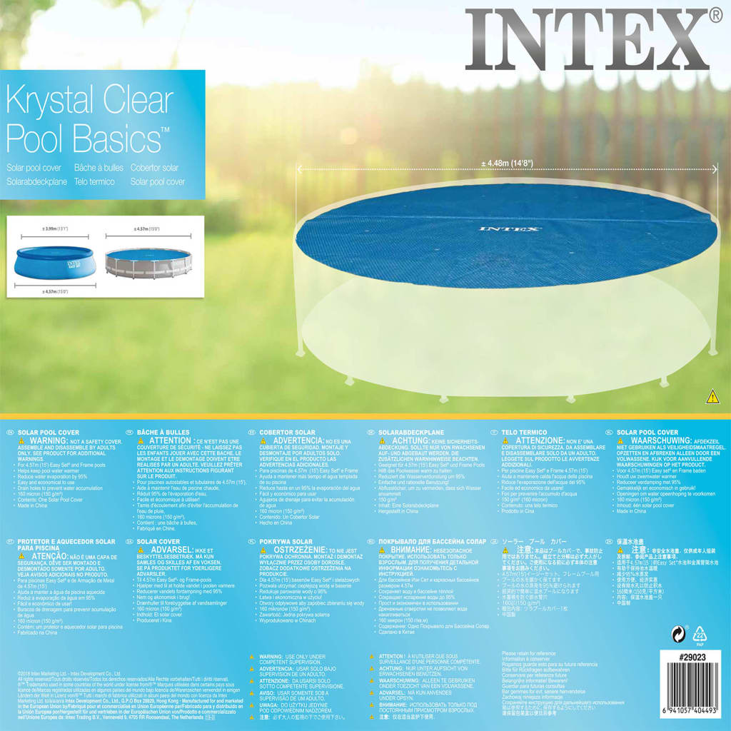 Intex Соларно покривало за басейн кръгло 457 см 29023