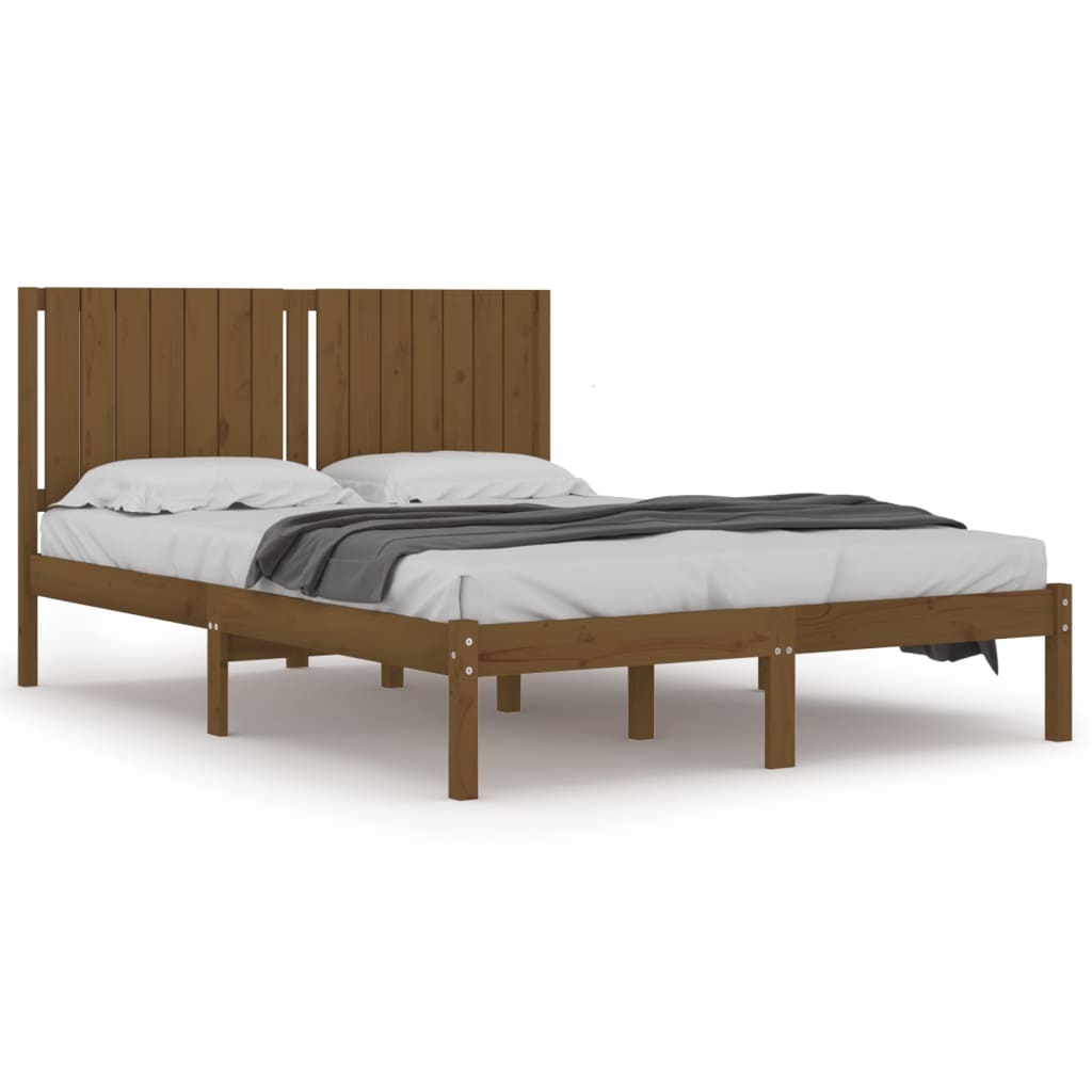 vidaXL Рамка за легло, меденокафява, дърво, 150x200 cм, King Size