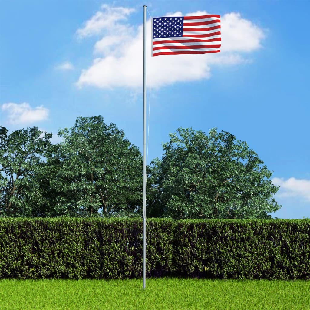 vidaXL Флаг на САЩ и алуминиев флагщок, 4 м