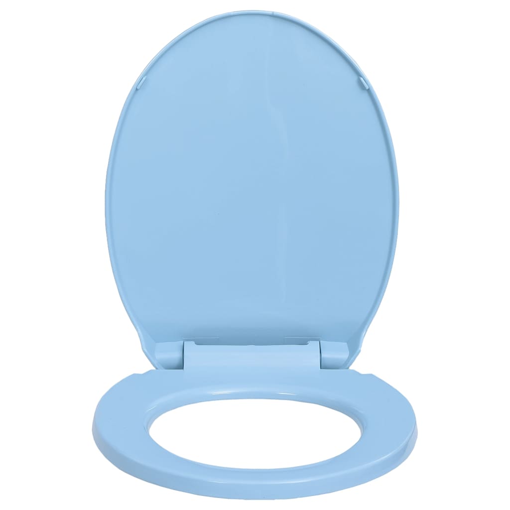 vidaXL Тоалетна седалка плавно спускане бързо освобождаване синя овал