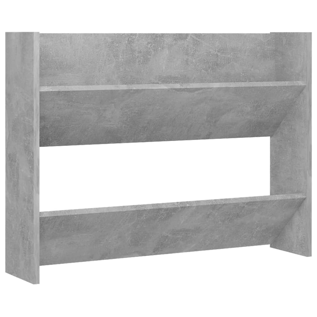 vidaXL Стенен шкаф за обувки, бетонно сиво, 80x18x60 см, ПДЧ