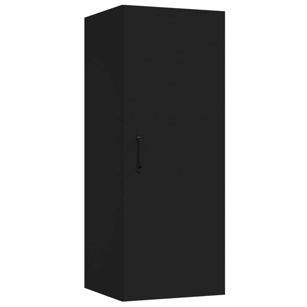 vidaXL Окачен стенен шкаф, черен, 34,5x34x90 см, инженерно дърво