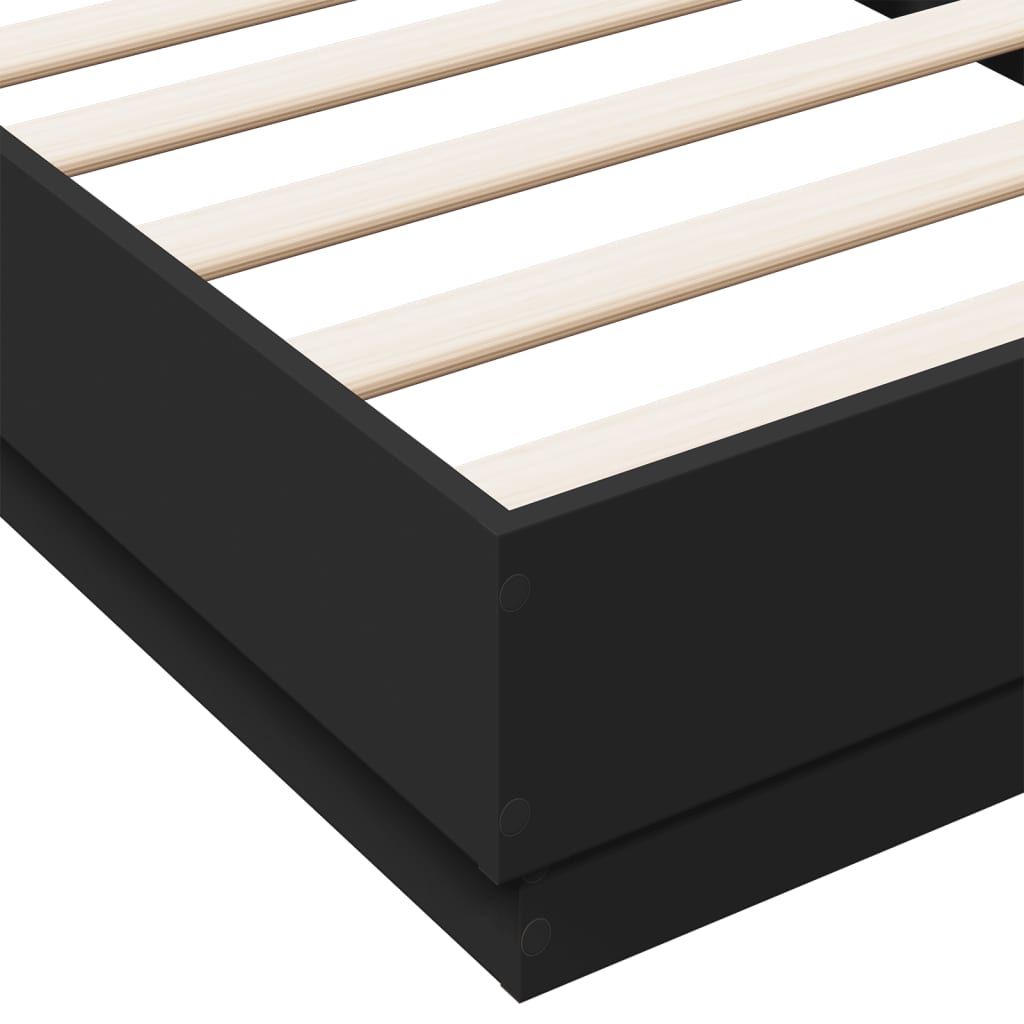 vidaXL Рамка за легло с LED осветление, черна, 90x190 см