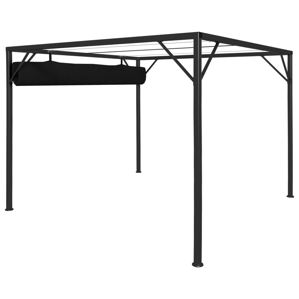 vidaXL Градинска шатра с прибиращ се покрив, 3x3 м, антрацит