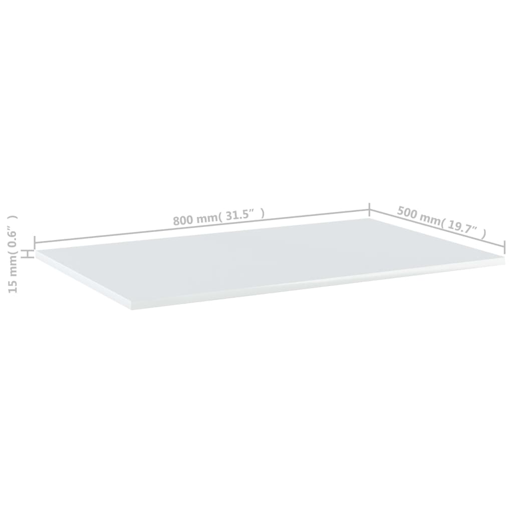 vidaXL Рафтове за етажерка, 4 бр, бял гланц, 80x50x1,5 см, ПДЧ