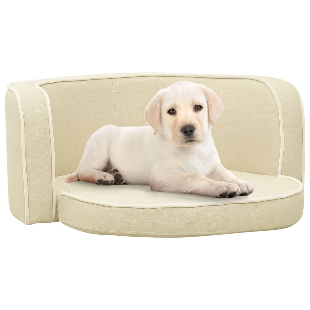 vidaXL Сгъваем кучешки диван кремав 76x71x30 см лен перима възглавница