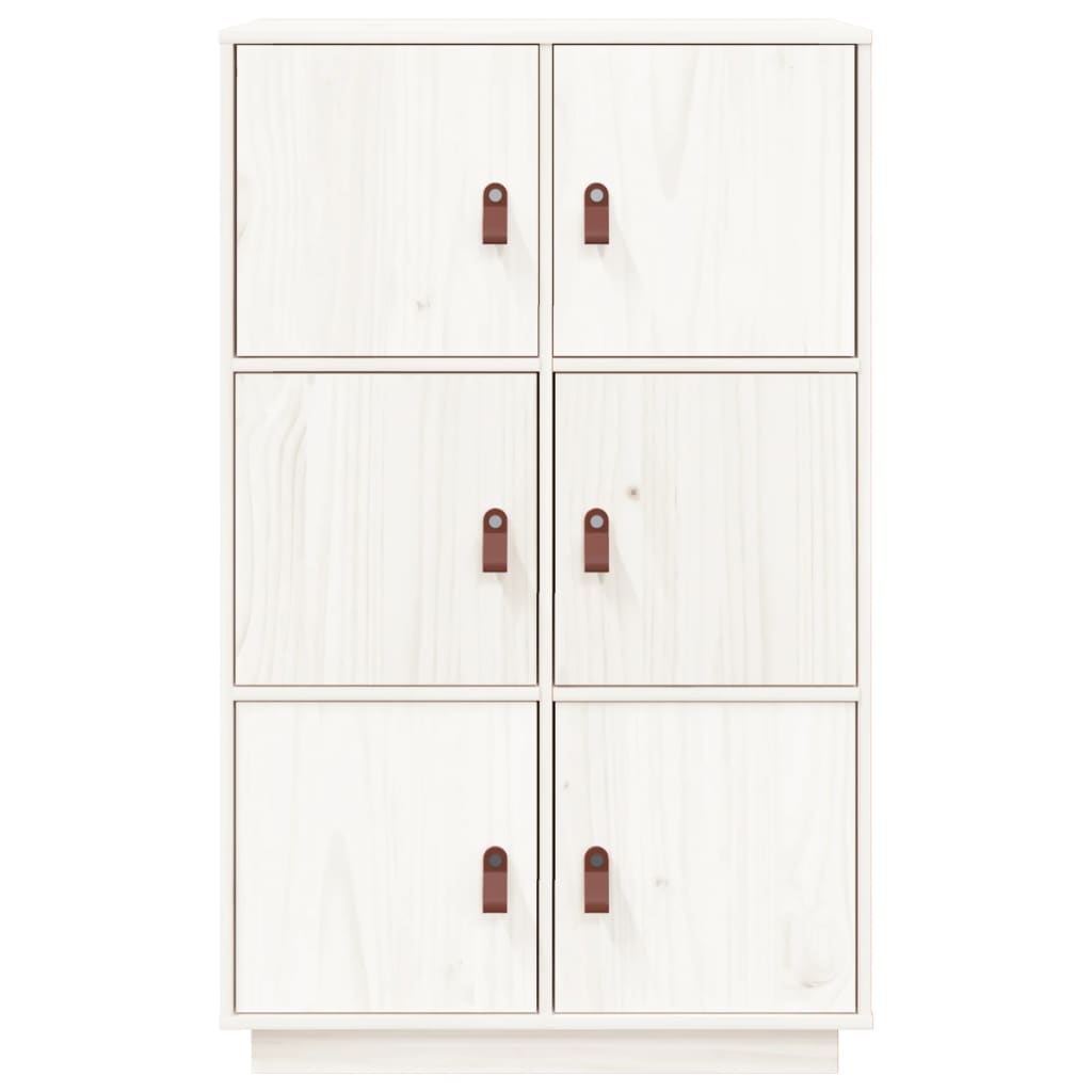 vidaXL Висок шкаф, бял, 67x40x108,5 см, борово дърво масив