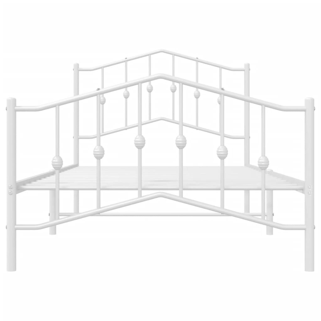vidaXL Метална рамка за легло с горна и долна табла, бяла, 100x190 см