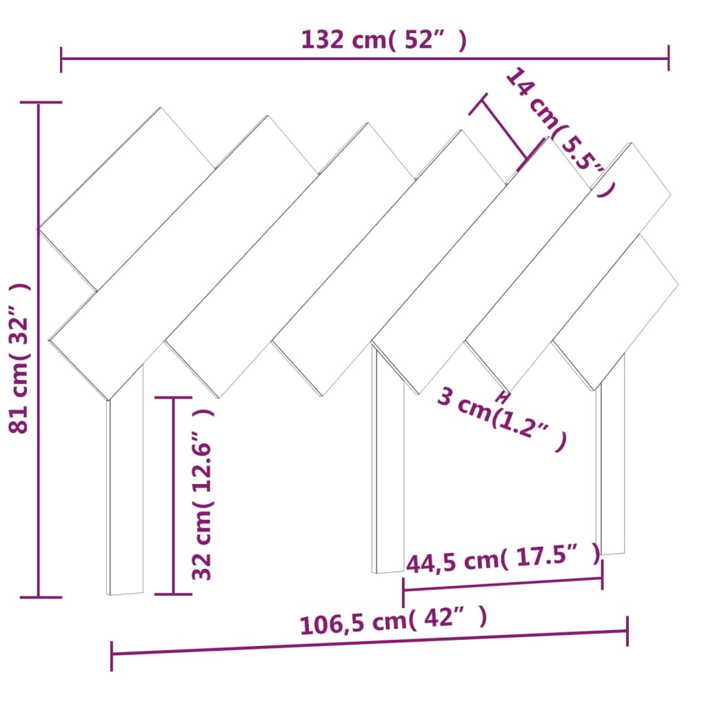 vidaXL Горна табла за легло, черна, 132x3x81 см, бор масив