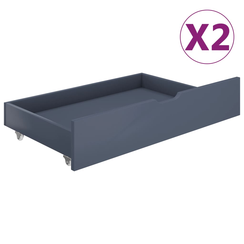 vidaXL Рамка за легло балдахин и 2 чекмеджета сива бор масив 140x200см