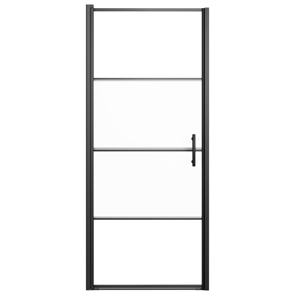 vidaXL Врата за душ, 81x195 см, полуматирано закалено стъкло, черна