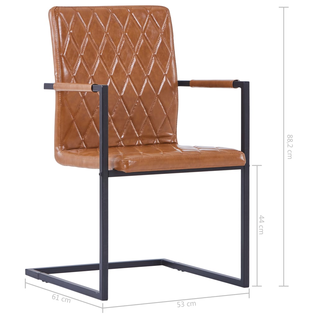 vidaXL Конзолни трапезни столове, 2 бр, коняк, изкуствена кожа
