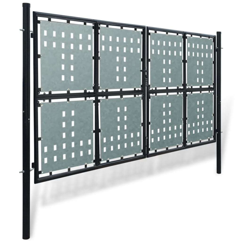 vidaXL Единична оградна врата, 300x250 см, черна