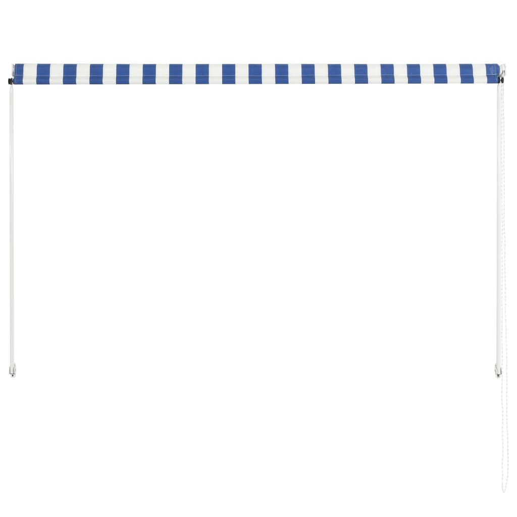 vidaXL Сенник с падащо рамо, 200x150 см, синьо и бяло