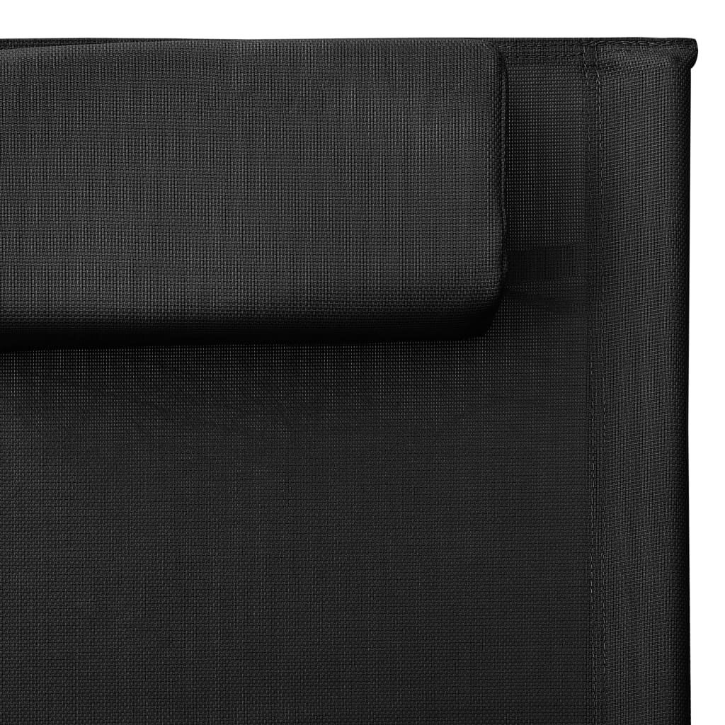 vidaXL Шезлонги, 2 бр, textilene, черно и сиво