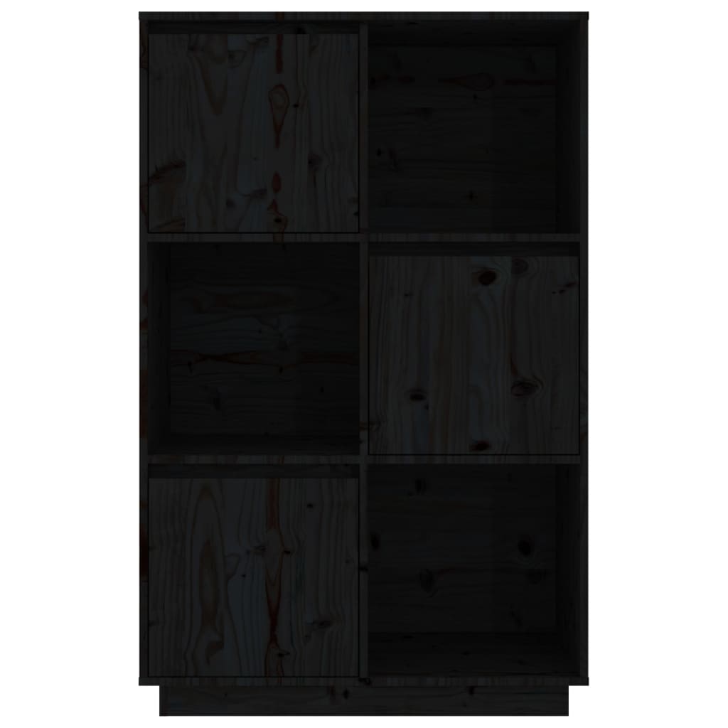 vidaXL Висок шкаф, черен, 74x35x117 см, борово дърво масив