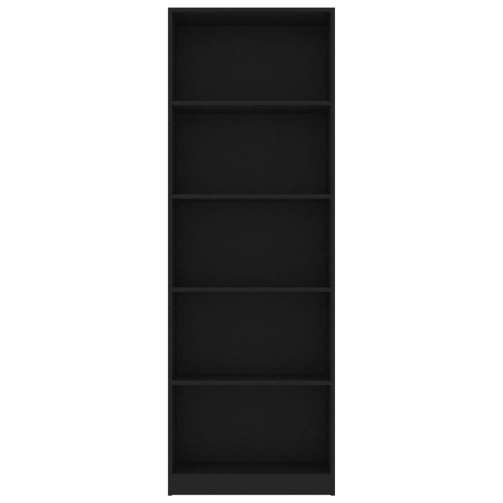 vidaXL 5-етажна библиотека, черна, 60x24x175 см, ПДЧ