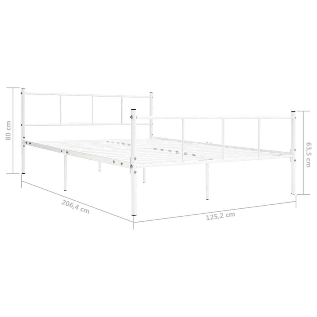 vidaXL Рамка за легло, бяла, метал, 120x200 cм