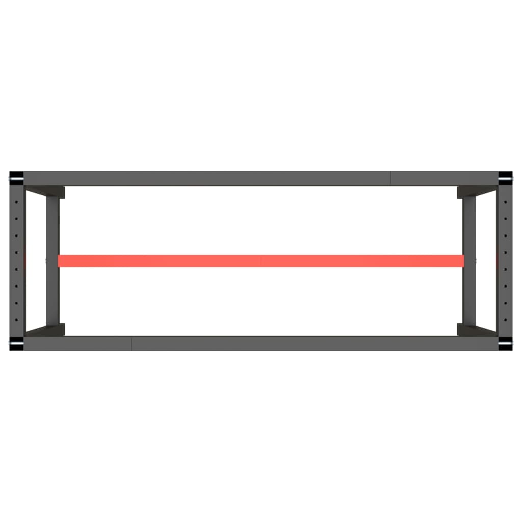 vidaXL Рамка за работна маса матово черно и червено 140x50x79 см метал