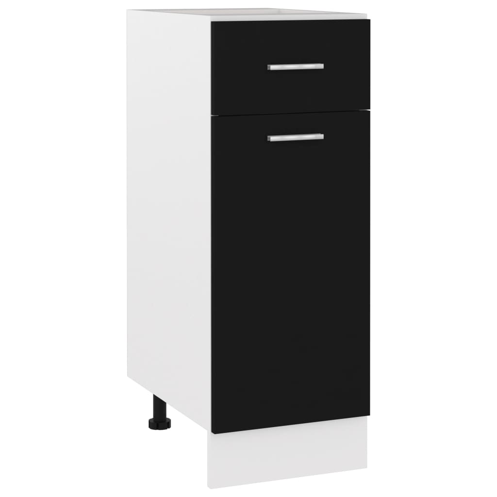 vidaXL Долен шкаф с чекмедже, черен, 30x46x81,5 см, ПДЧ