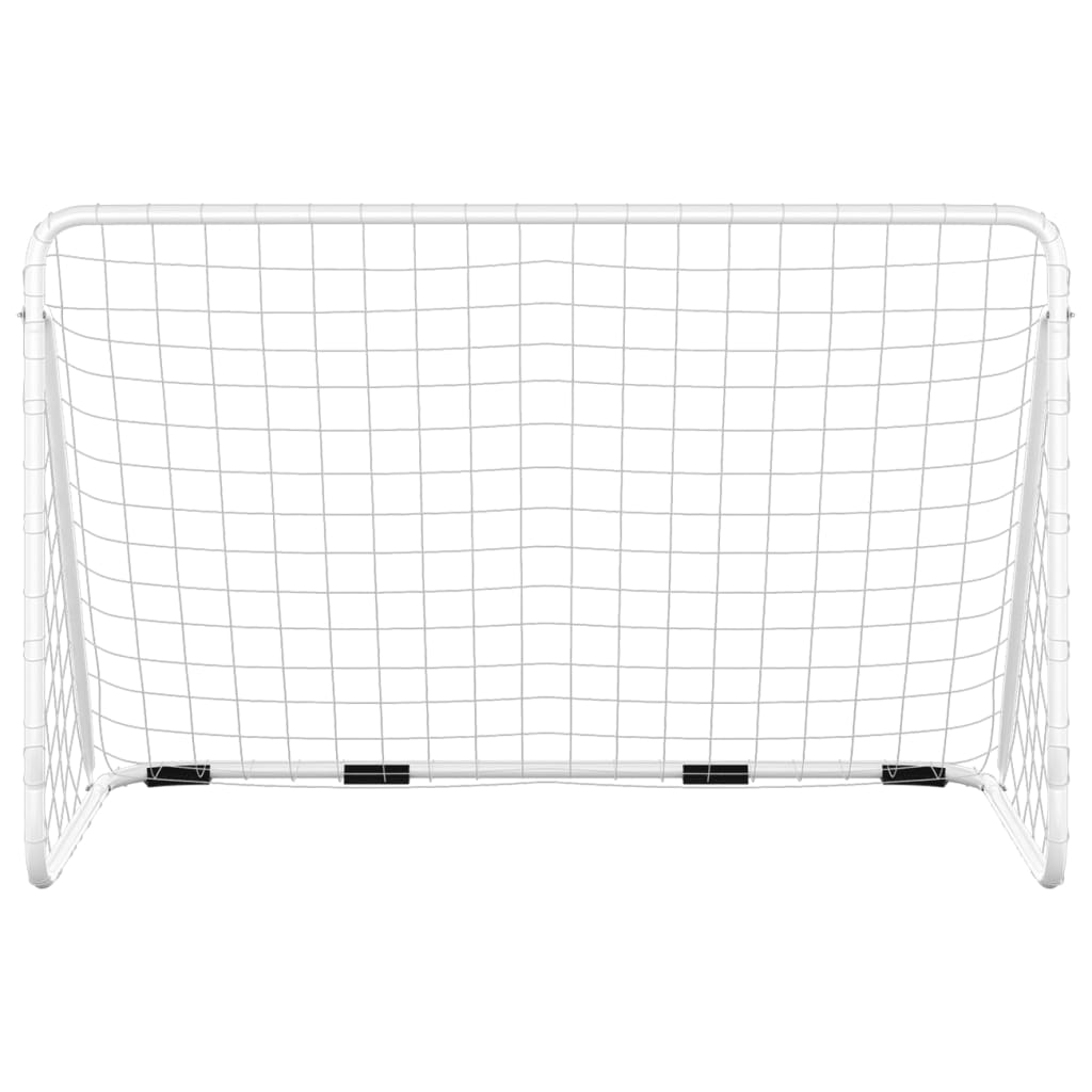 vidaXL Футболна врата с мрежа, бяла, 180x90x120 см, стомана