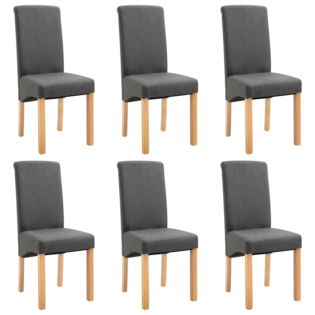 vidaXL Трапезни столове, 6 бр, сиви, текстил