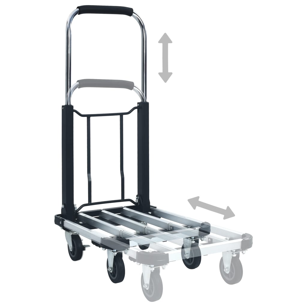 vidaXL Сгъваема транспортна количка 150 кг алуминий сребриста