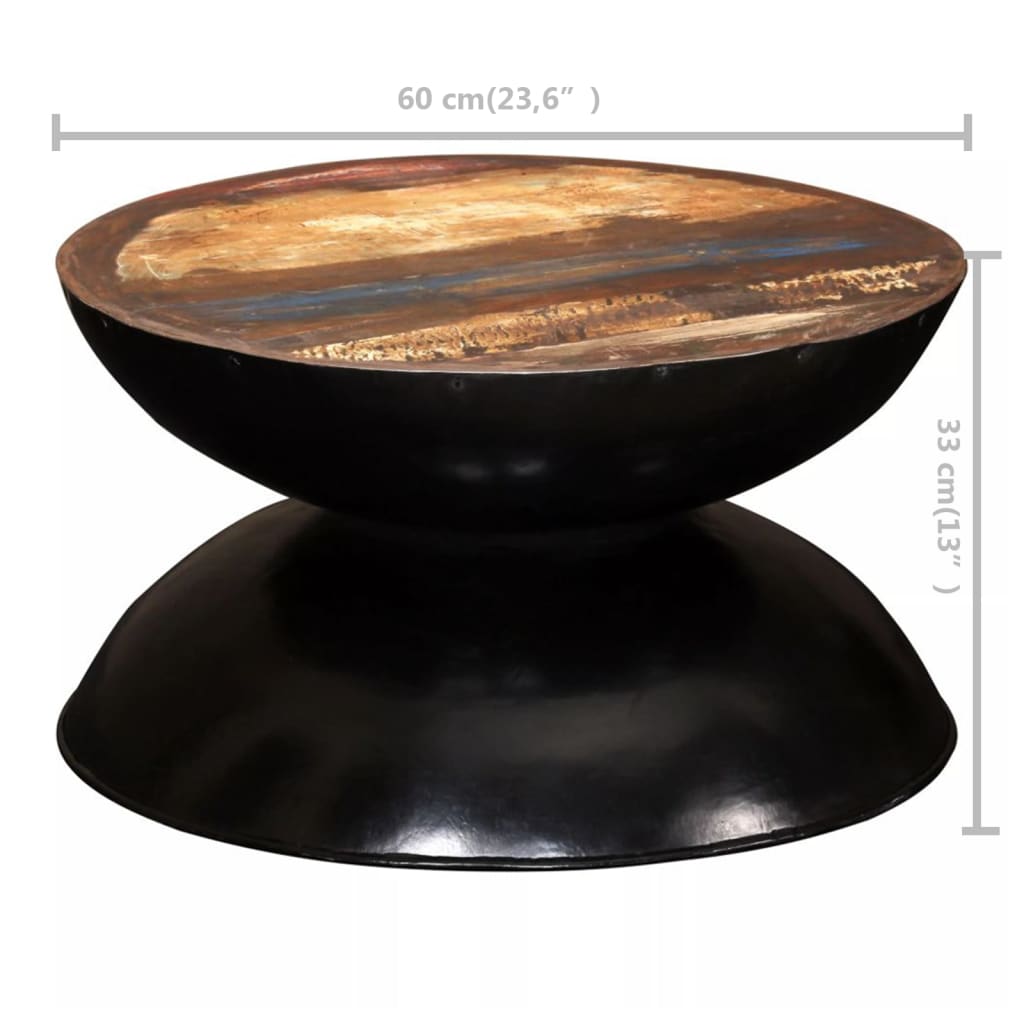 vidaXL Маса за кафе регенерирано дърво масив черна основа 60x60x33 cм