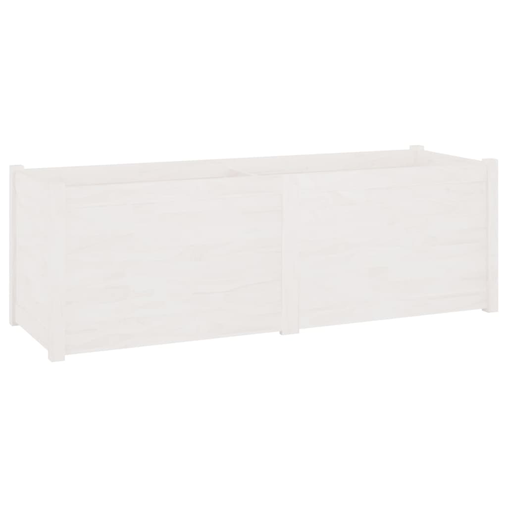 vidaXL Градински сандък, бял, 150x50x50 см, бор масив