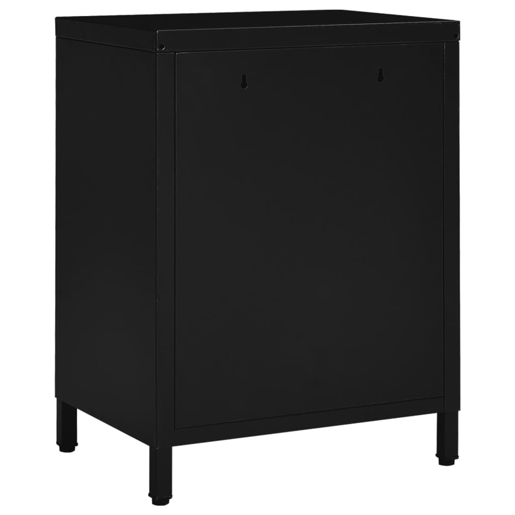 vidaXL Нощни шкафчета, 2 бр, черни 40x30x54,5 см, стомана и стъкло