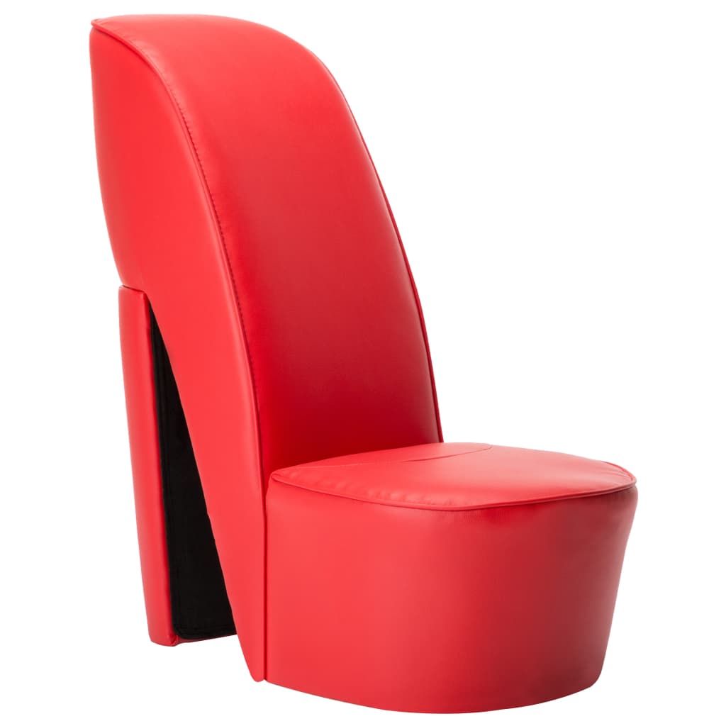 vidaXL Стол във форма на обувка на висок ток, червен, изкуствена кожа