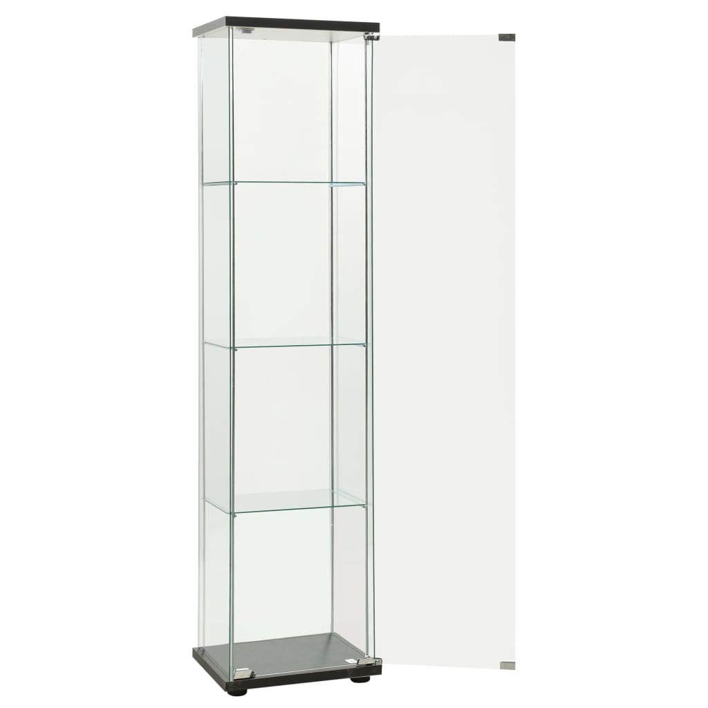 vidaXL Шкаф за съхранение, закалено стъкло, черен