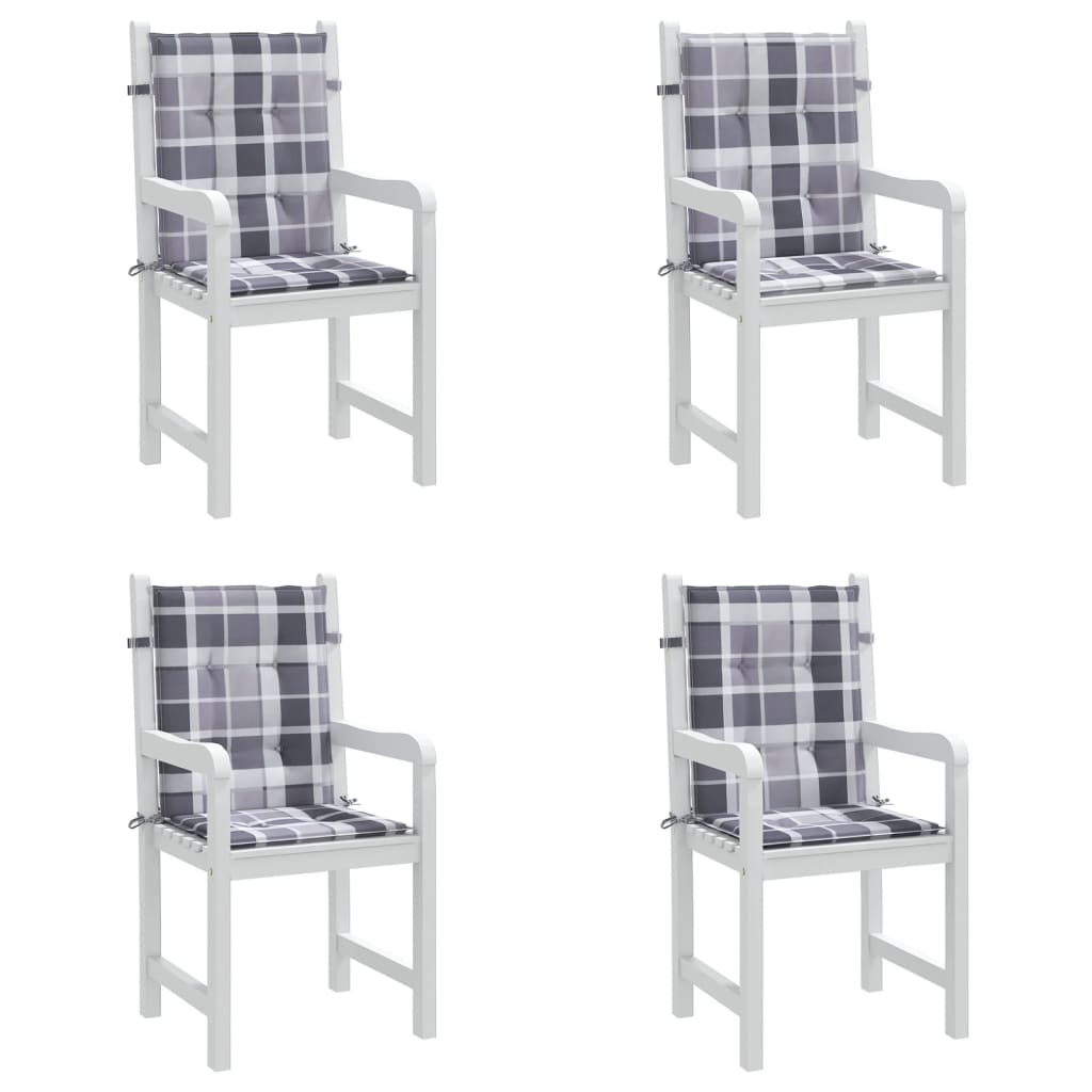 vidaXL Възглавници за столове 4 бр сиво каре 100x50x3 см Оксфорд плат