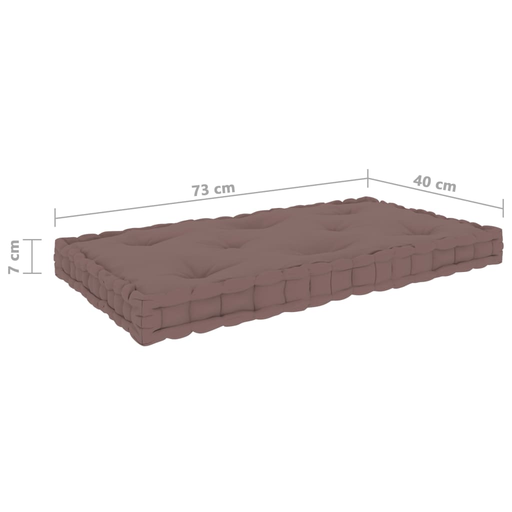 vidaXL Палетна възглавница за под, таупе, 73x40x7 см, памук