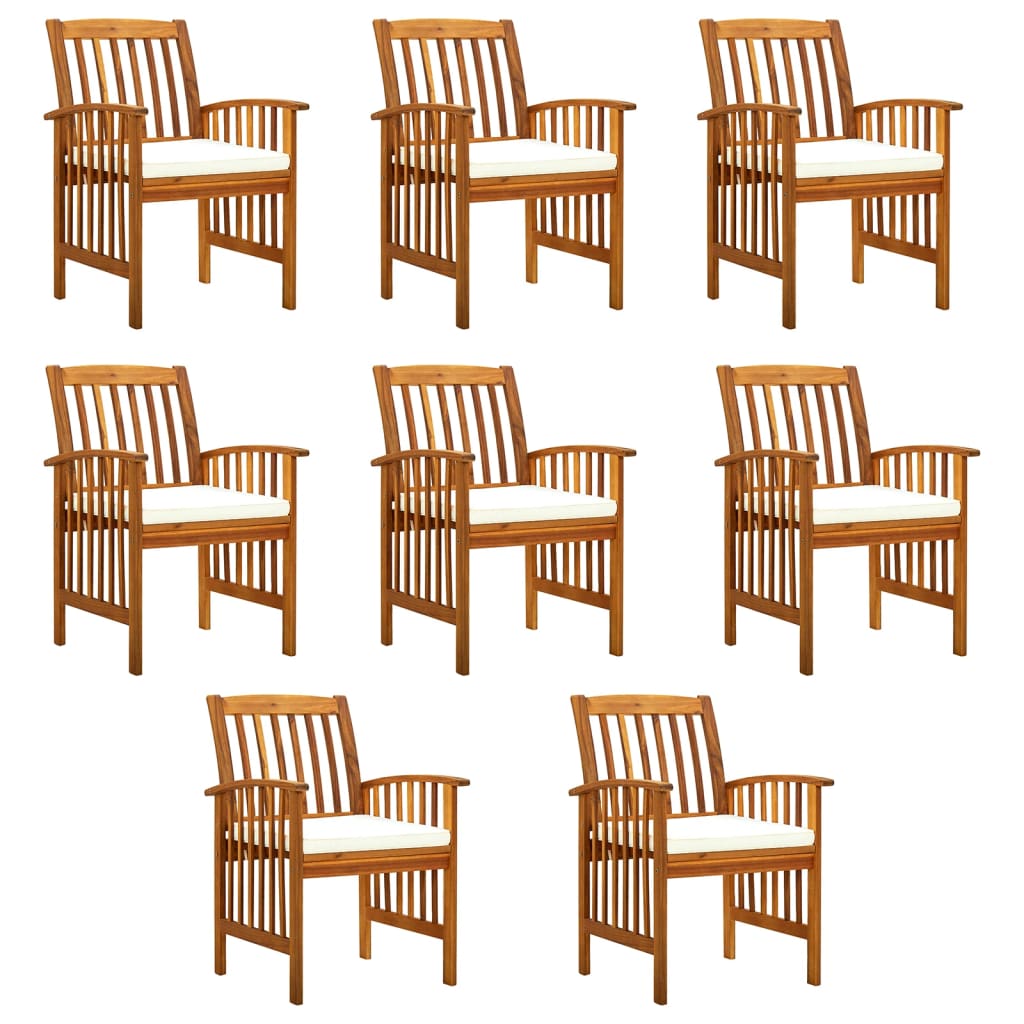 vidaXL Градински трапезни столове 8 бр с възглавници масивна акация