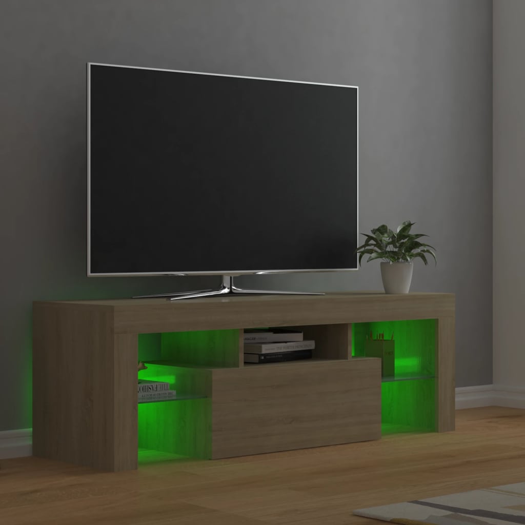 vidaXL ТВ шкаф с LED осветление, дъб сонома, 120x35x40 см