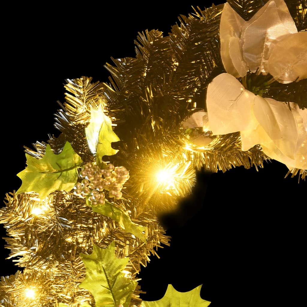 vidaXL Коледен венец с LED светлини черен 60 см PVC