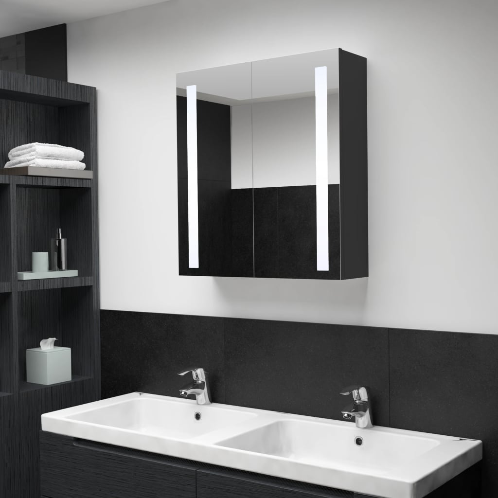 vidaXL LED шкаф с огледало за баня, 62x14x60 см