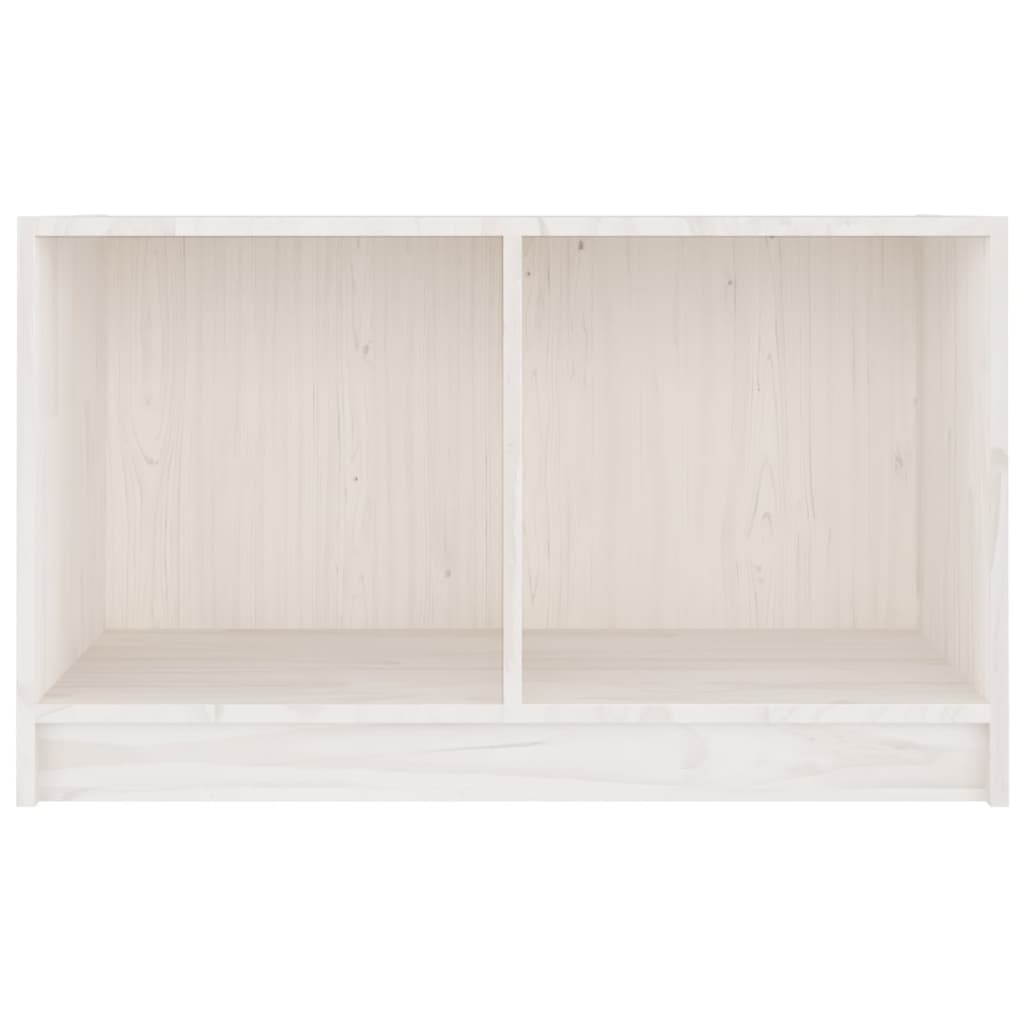 vidaXL ТВ шкаф, бял, 70x33x42 см, бор масив