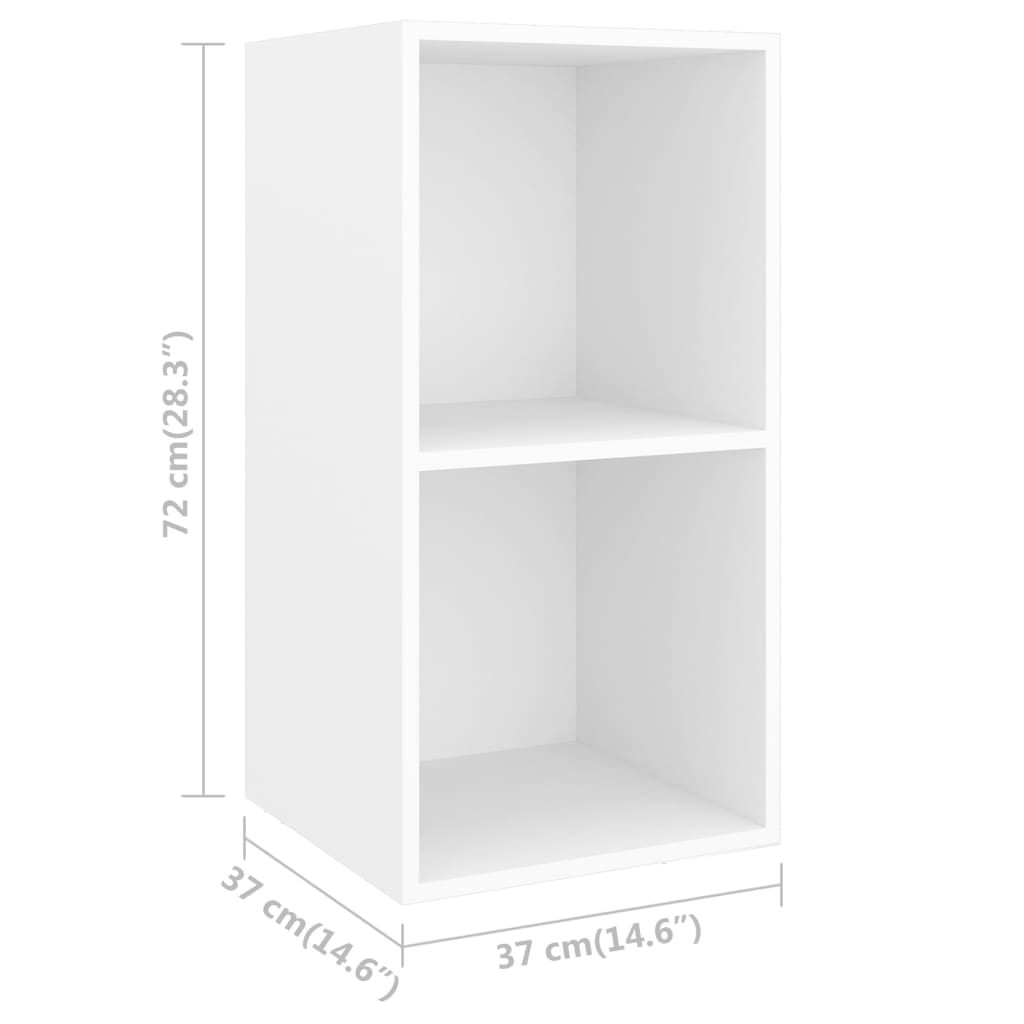vidaXL ТВ шкаф за стенен монтаж, бял, 37x37x72 см, ПДЧ