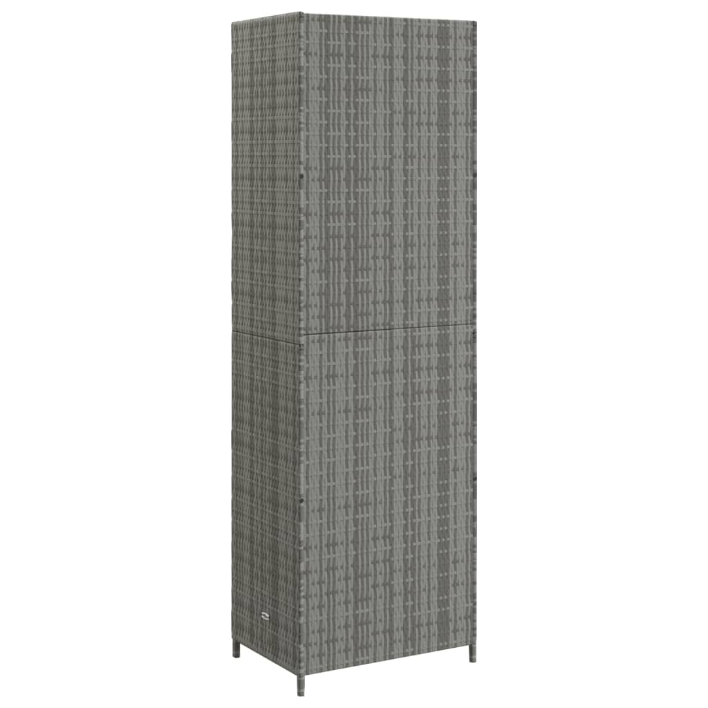 vidaXL Градински шкаф за съхранение, сив, 59x40x180 см, полиратан
