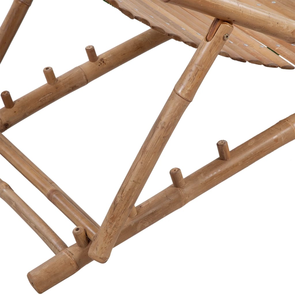 vidaXL Стол-шезлонг с подложка за крака, бамбук
