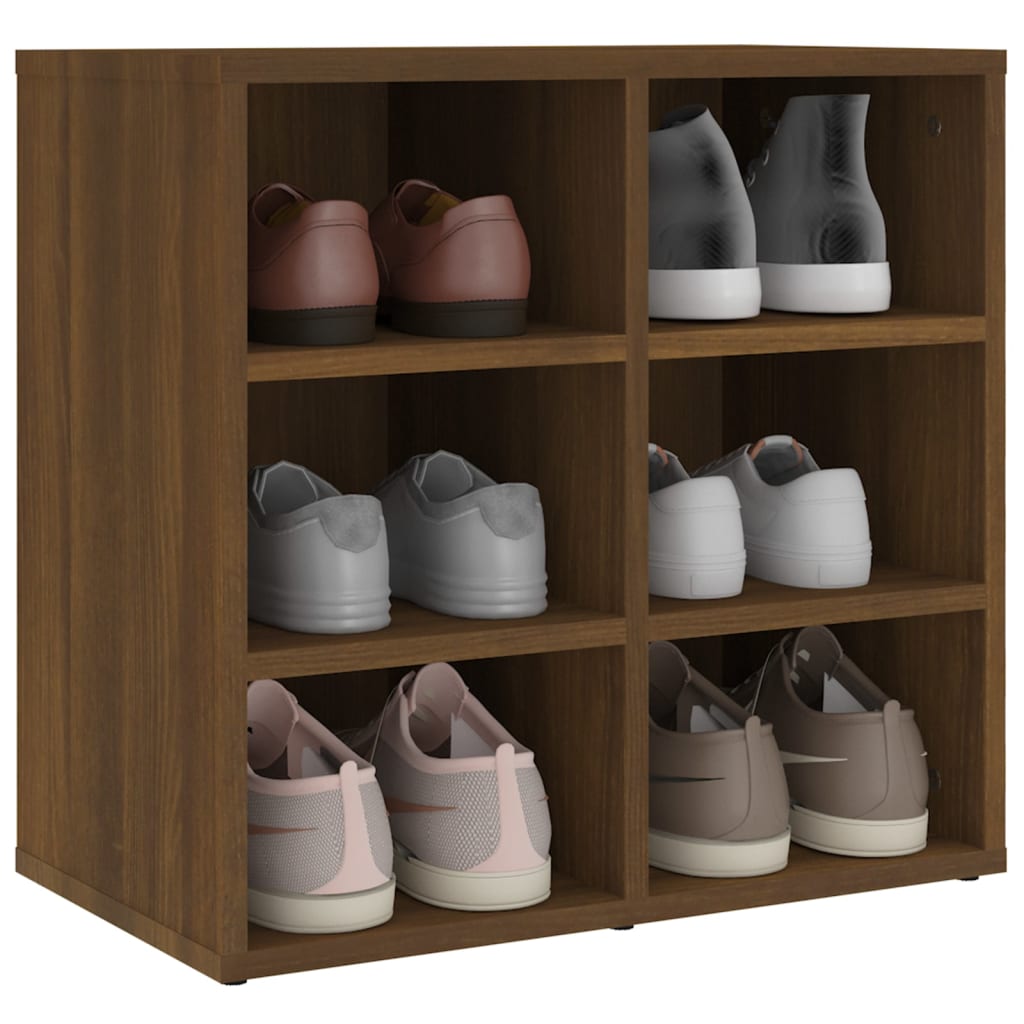 vidaXL Шкаф за обувки, Кафяв дъб, 52,5x30x50 см