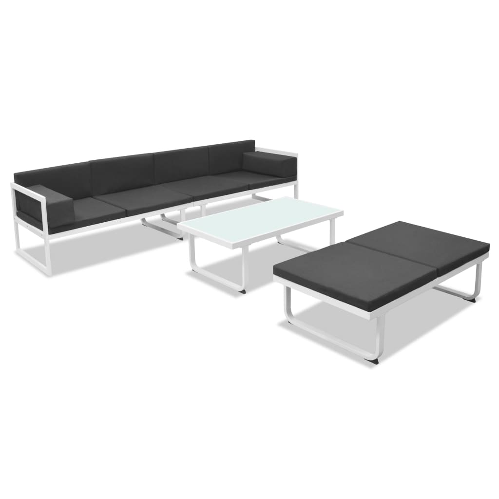 vidaXL Градински комплект с възглавници, 4 части, алуминий, черен