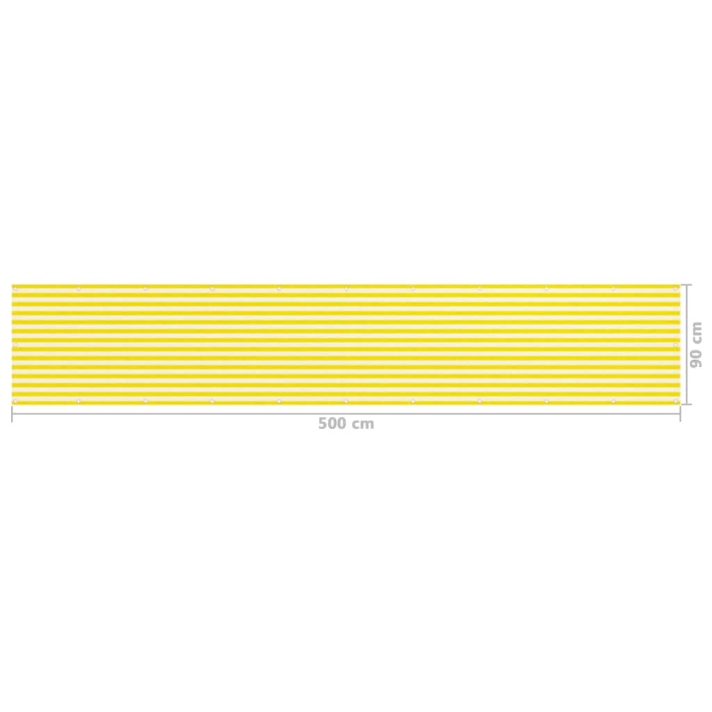 vidaXL Балконски параван, жълто и бяло, 90x500 см, HDPE