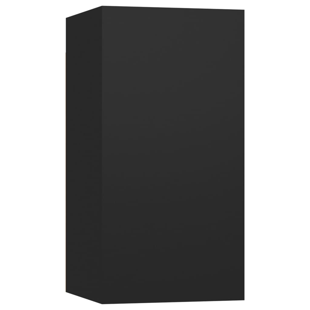vidaXL Комплект ТВ шкафове от 7 части, черен, инженерно дърво