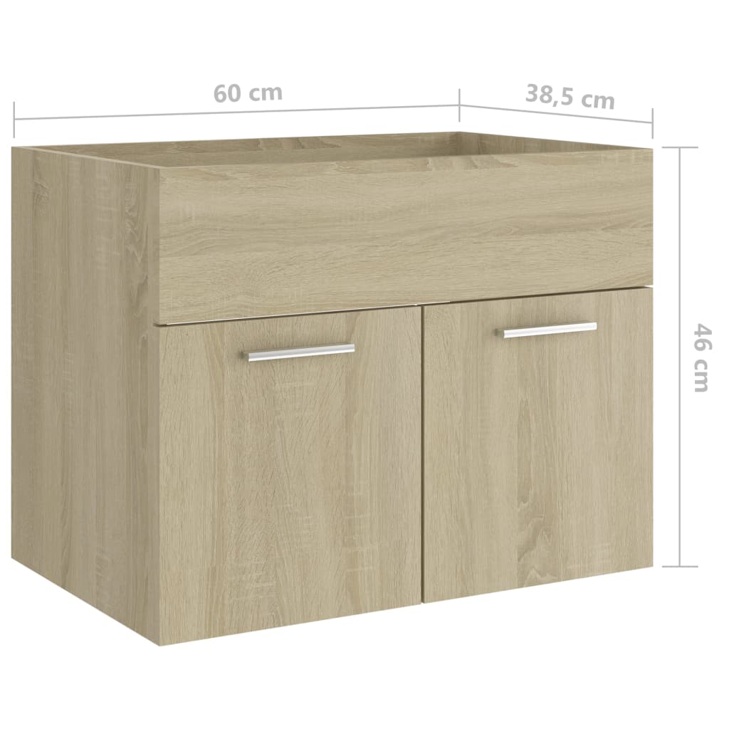 vidaXL Долен шкаф за мивка, дъб сонома, 60x38,5x46 см, ПДЧ
