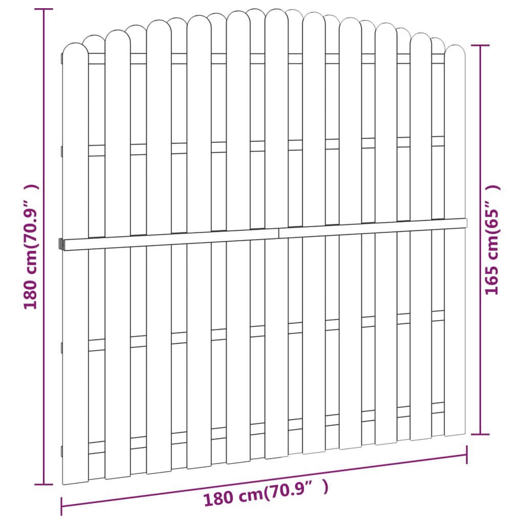 vidaXL Оградно пано, импрегнирано борово дърво, 180x(165-180) см