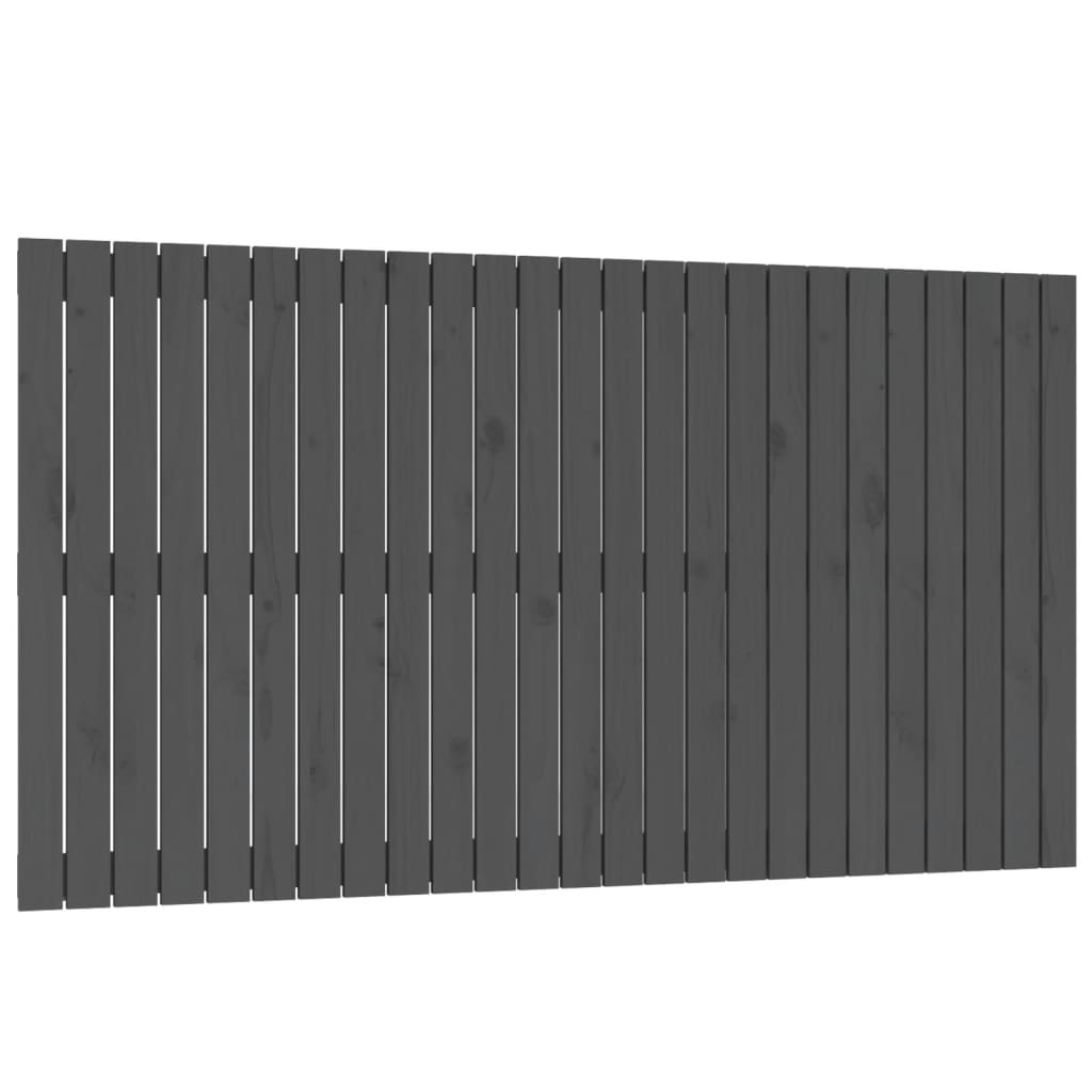 vidaXL Стенна табла за спалня, сива, 159,5x3x90 см, борово дърво масив